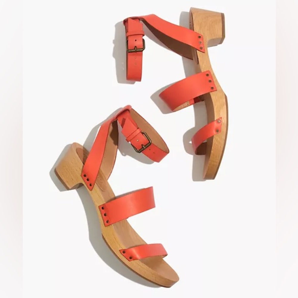 New Madewell Ankle Strap Coral Clog Sandals